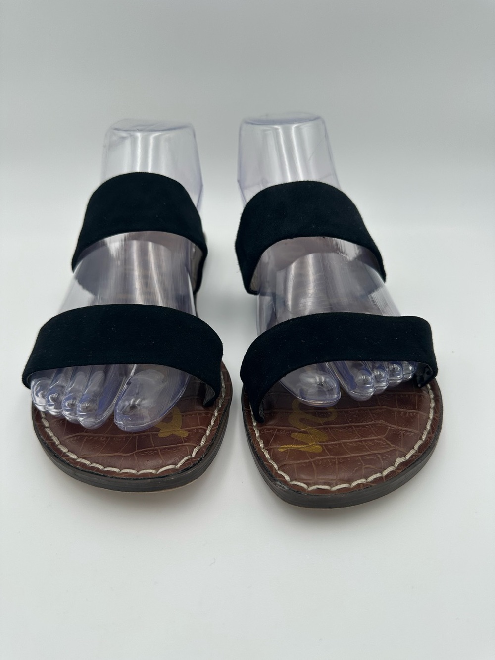 Sam Edelman GALA Black Suede Double Strap Sandals Size 8.5 - Picture 3 of 9
